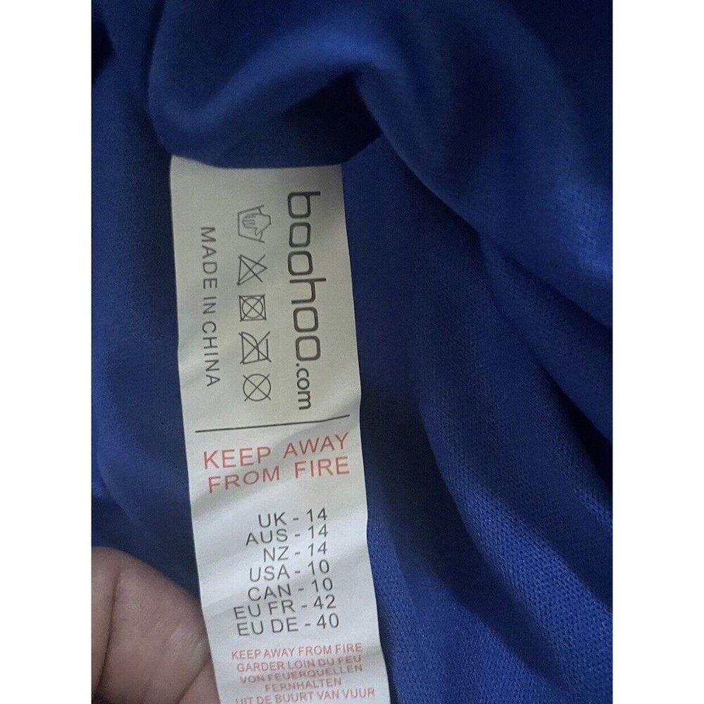 Boohoo Sequin High Neck Cut Out Smock Dress Size 10 Blue Sparkly Mini - Picture 12 of 12